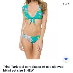 Trina Turk Paradise Print bikini set , size 8 NWT